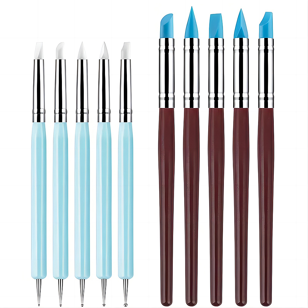 Nail Fan Brush - 5/10Pcs Silicone Clay Sculpting Tools for