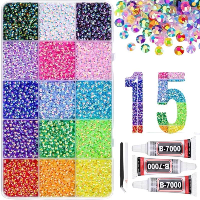 Rhinestone Nail Gem - 15 Colors Resin Rhinestone Bedazzling Kit