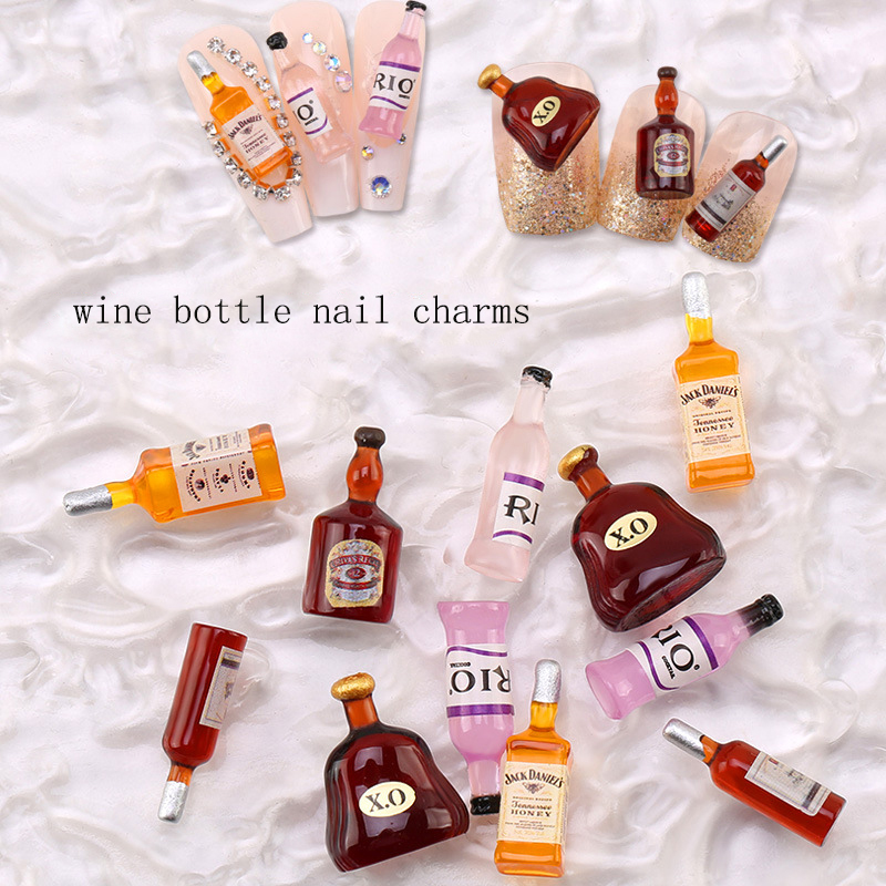 Nail Art Xmas - 20*pcs New Wine Bottle Nail Charms