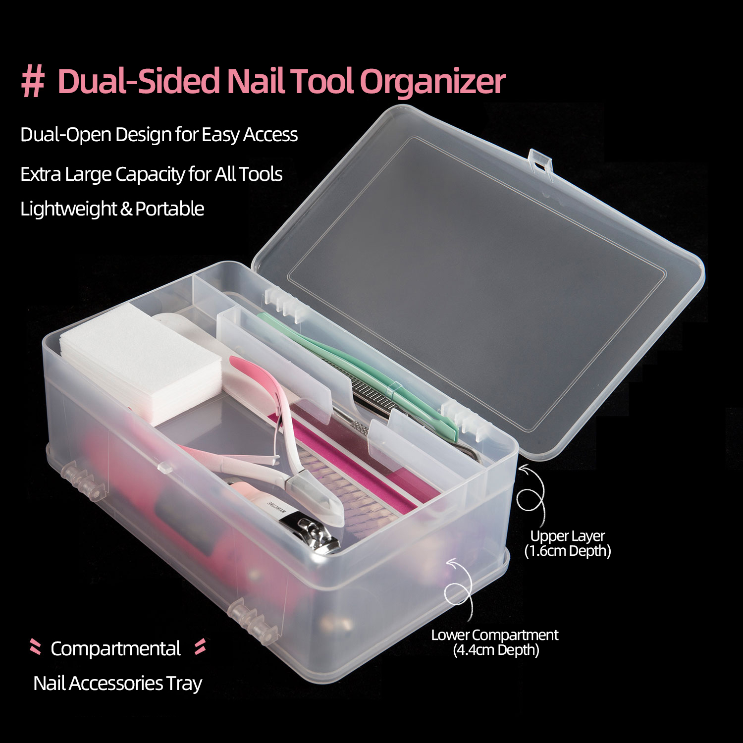 Dual-Open 2-Tier Super Capacit - Nail Fan Brush 评论和价格