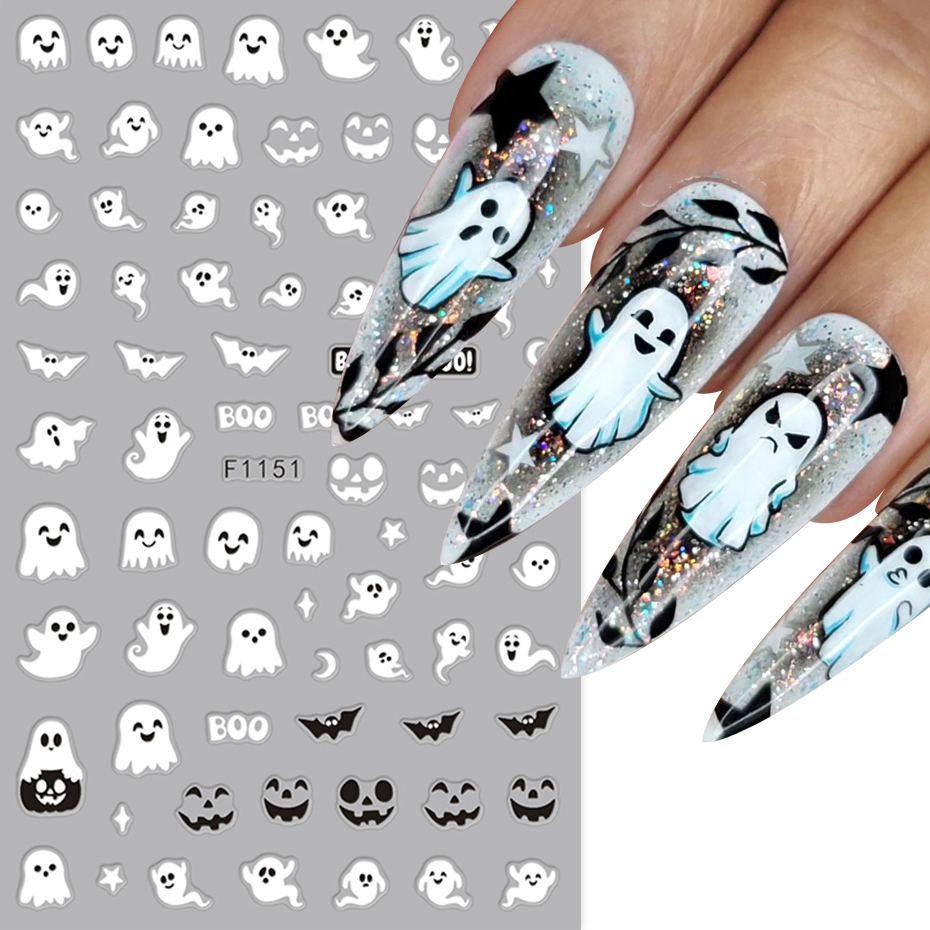 2pcs Luminous Halloween Spooky - Nail Art Full Design 评论和价格