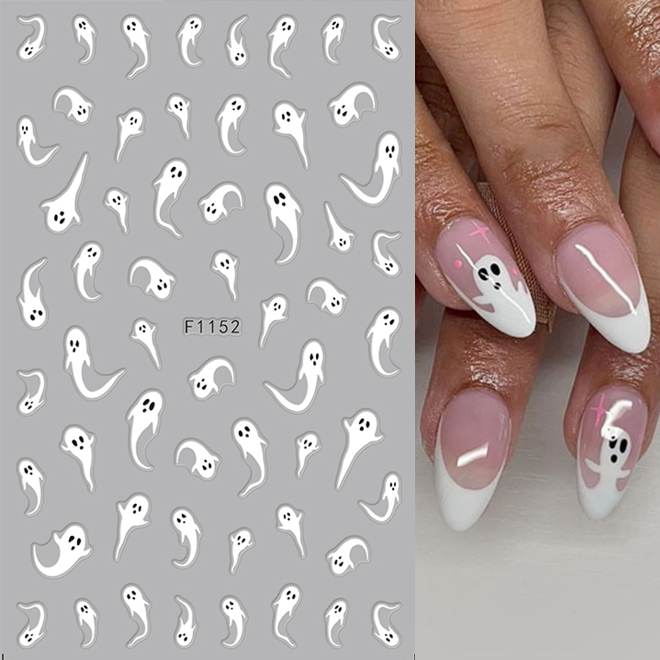 2pcs Luminous Halloween Spooky - Nail Art Full Design 评论和价格
