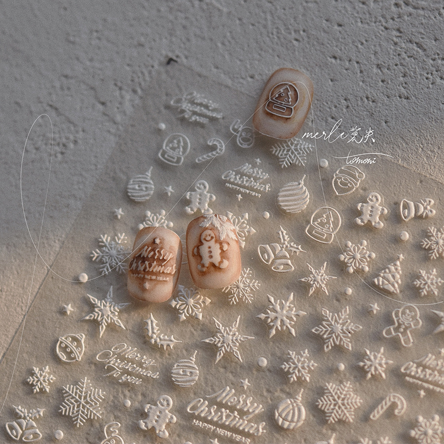 5D Relief Pure White Merry Chr - Nail Art Xmas 评论和价格