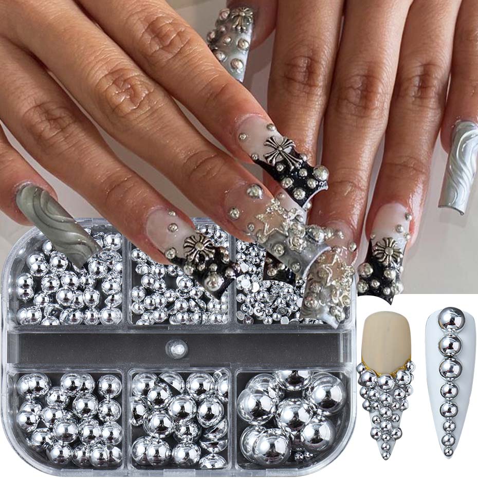 6 Grids Mixed Size Golden Silv - Nail Art Full Design 评论和价格