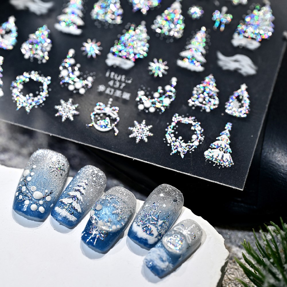 5D Embossed Gold Castle/Garlan - Nail Art Xmas 评论和价格
