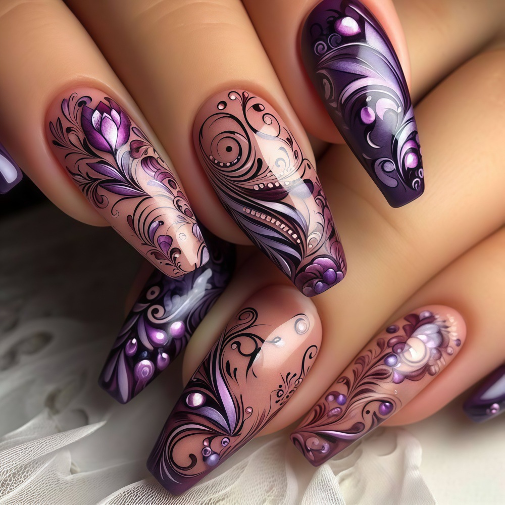 Medium fake nails for women gi - Nail Art Full Design 评论和价格