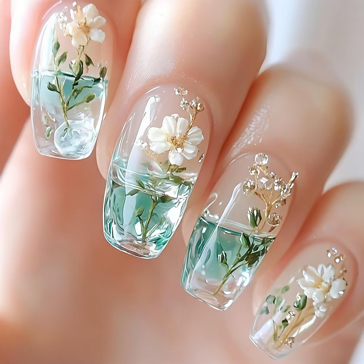 Medium fake nails for women gi - Nail Art Full Design 评论和价格