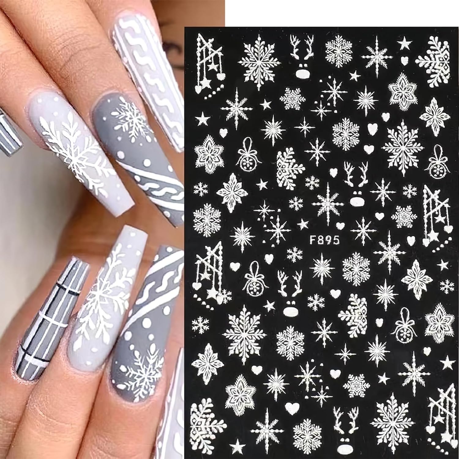 3D Snowflake Nail Art Decals W - Nail Art Xmas 评论和价格