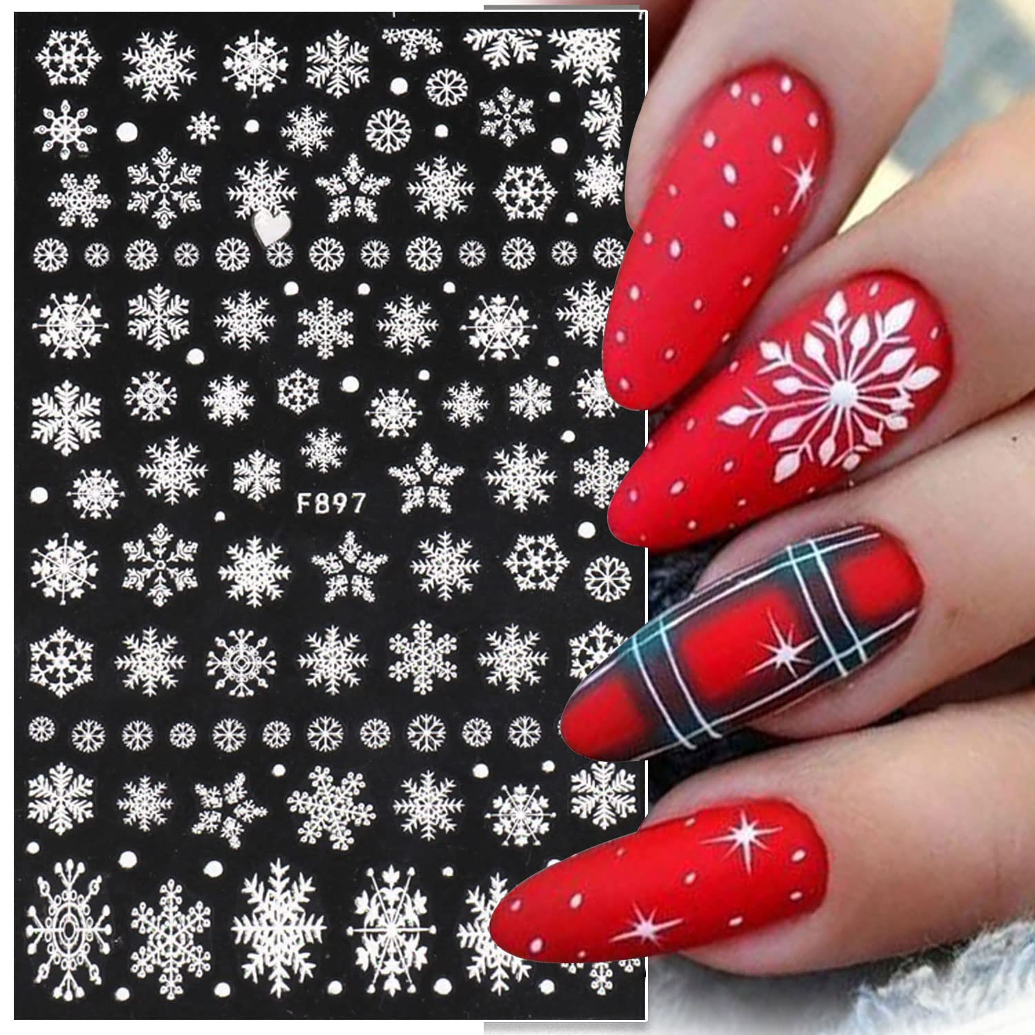 3D Snowflake Nail Art Decals W - Nail Art Xmas 评论和价格