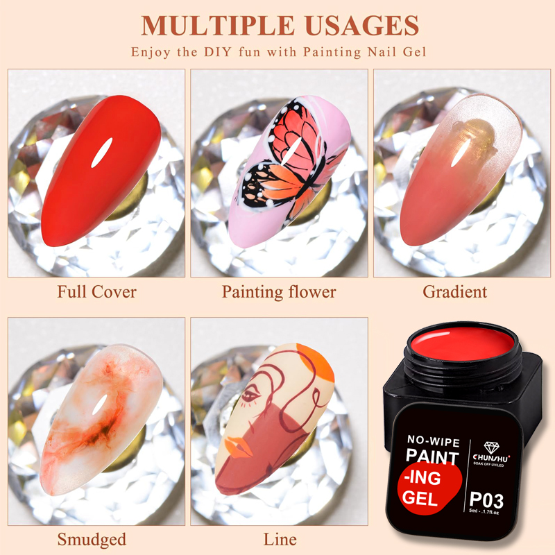 CHUNSHU 5ml No Wipe 4in1 Semi- - Nail Art Full Design 评论和价格